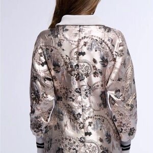 Floral Metallic Bomber Jacket Dress.